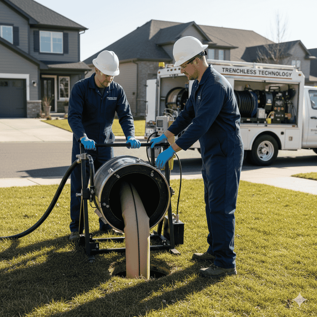 CIPP epoxy liner curing inside damaged sewer pipe for trenchless no-dig repair in Cedar Hill